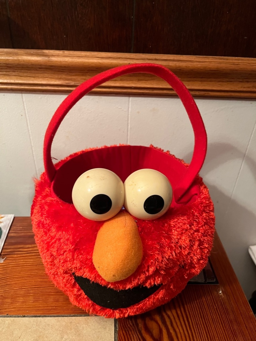 Sesame Street Elmo Red Plush Basket